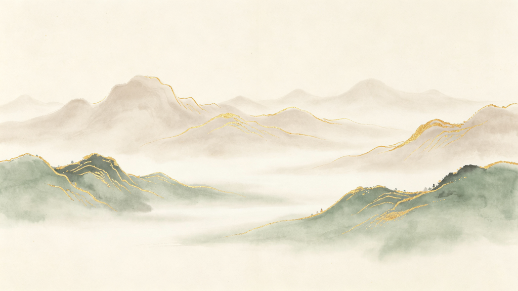 大气清新中式山脉背景