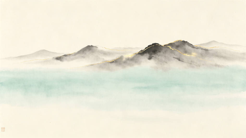 大气清新中式山脉背景