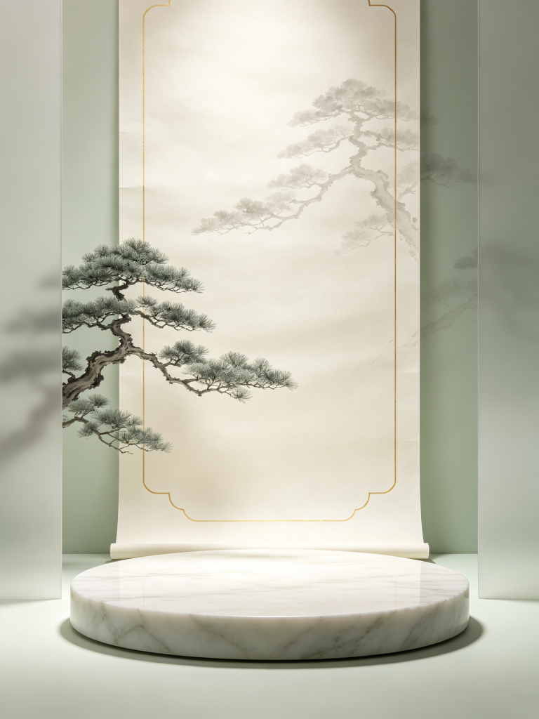 典雅清新中式展台背景