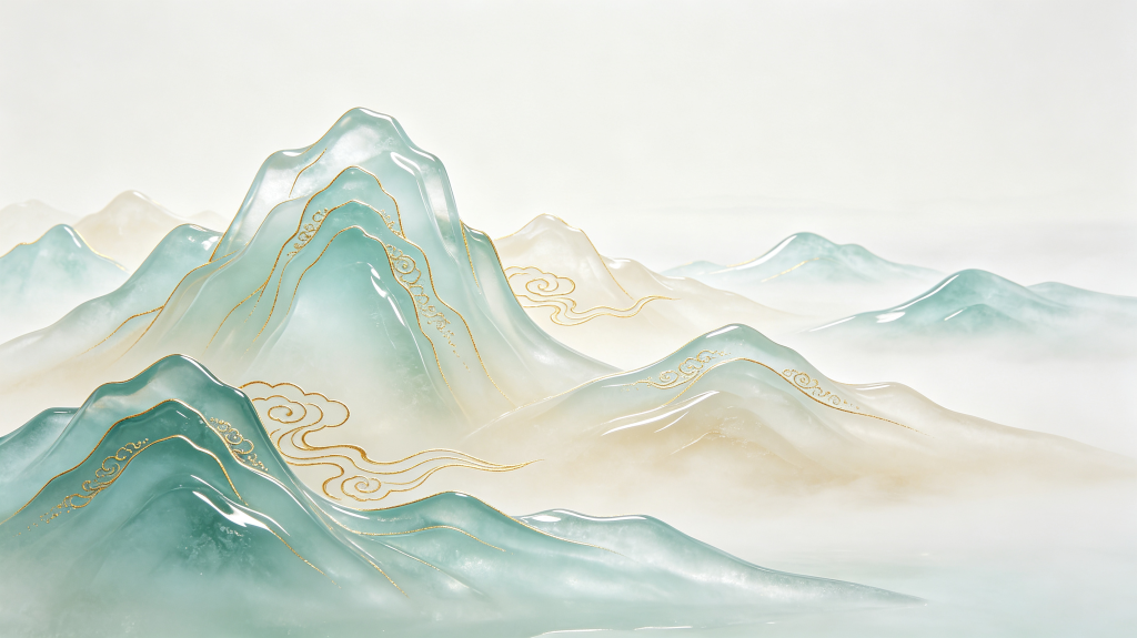 清新典雅中式山脉背景