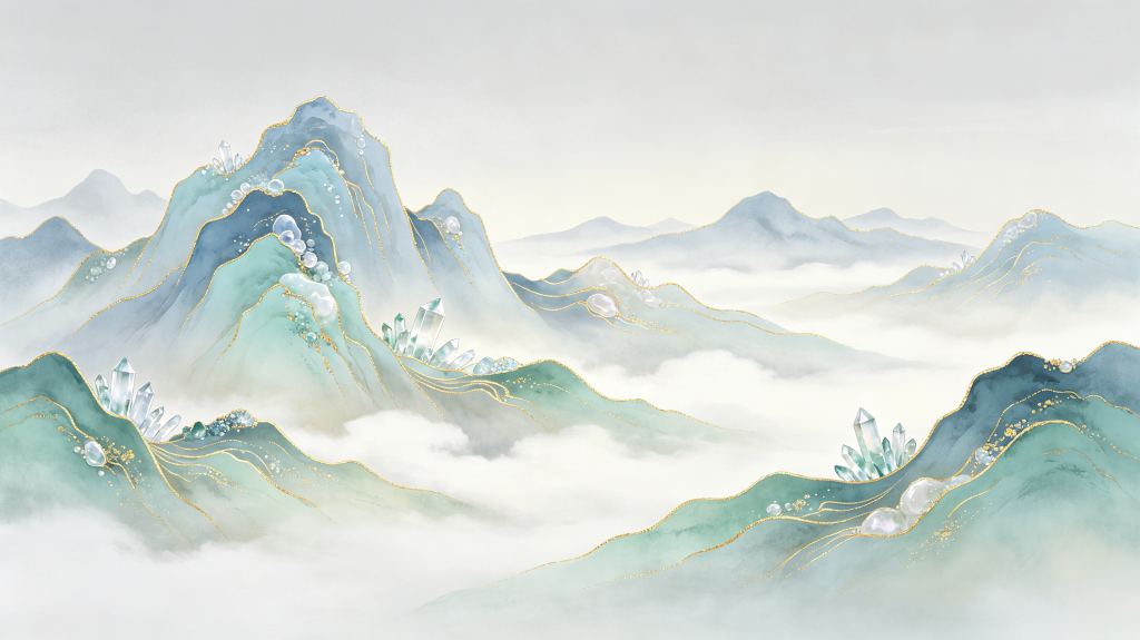 清新典雅中式山脉背景