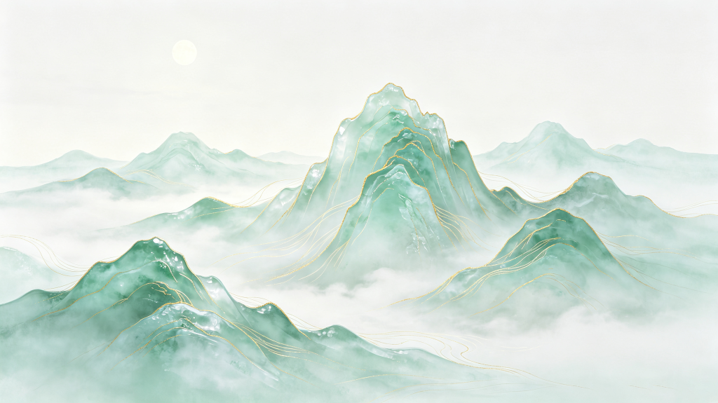 清新典雅中式山脉背景