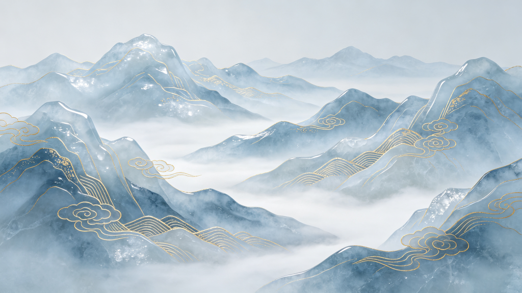 清新典雅中式山脉背景