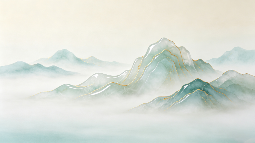 清新典雅中式山脉背景