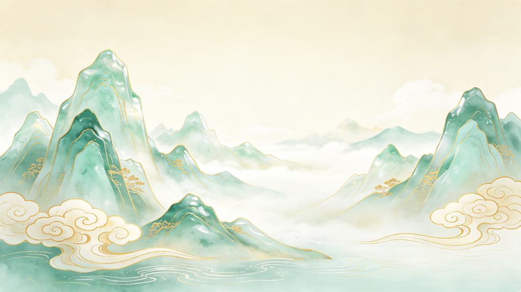 清新典雅中式山脉背景