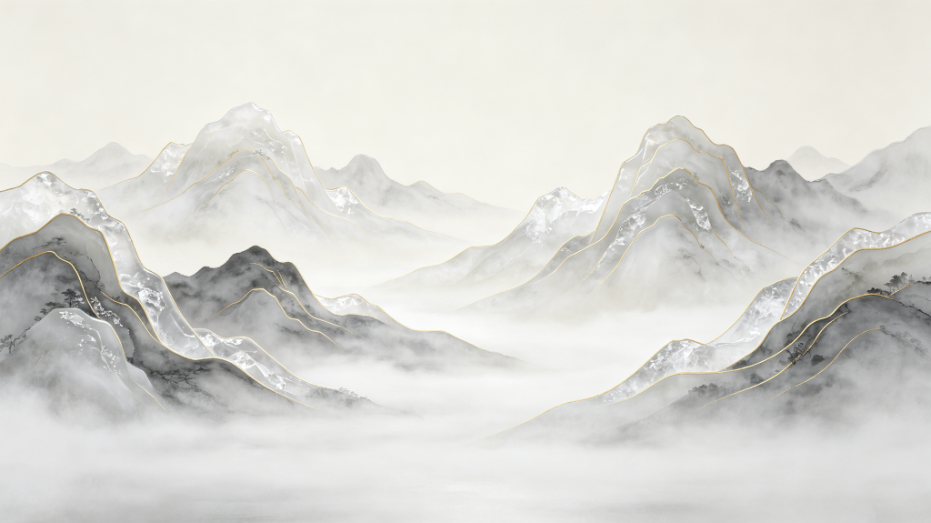 清新典雅中式山脉背景