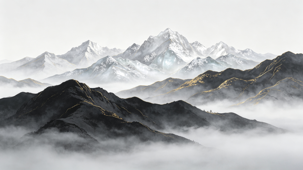 清新典雅中式山脉背景