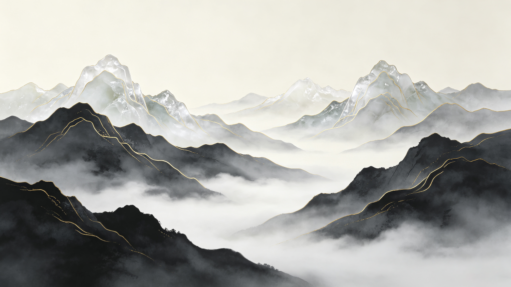 清新典雅中式山脉背景