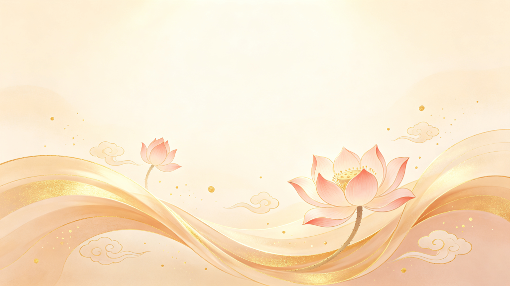 古朴典雅敦煌壁画荷花莲花国潮背景元素