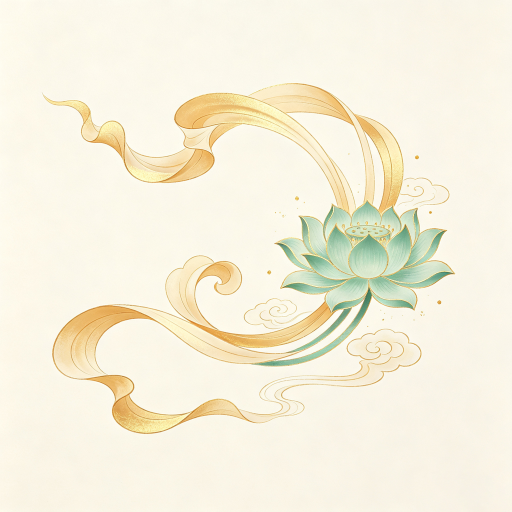 古朴典雅敦煌壁画荷花莲花国潮背景元素