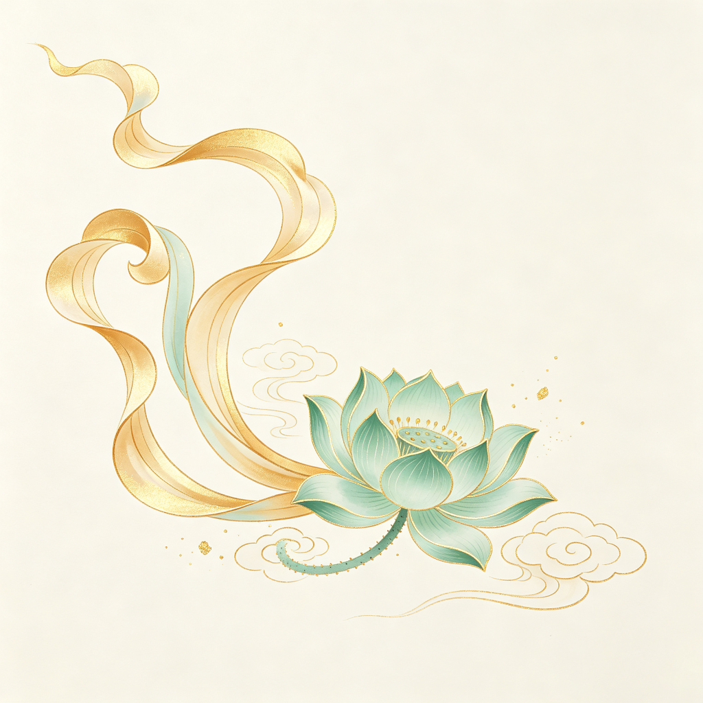 古朴典雅敦煌壁画荷花莲花国潮背景元素