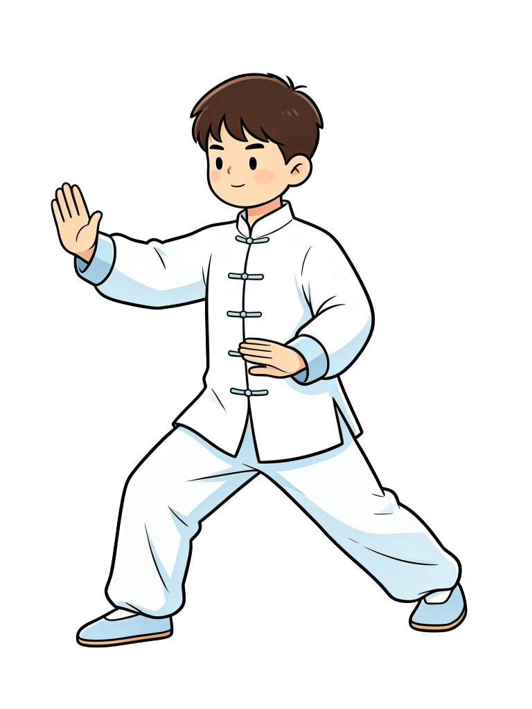 卡通打太极男孩插画