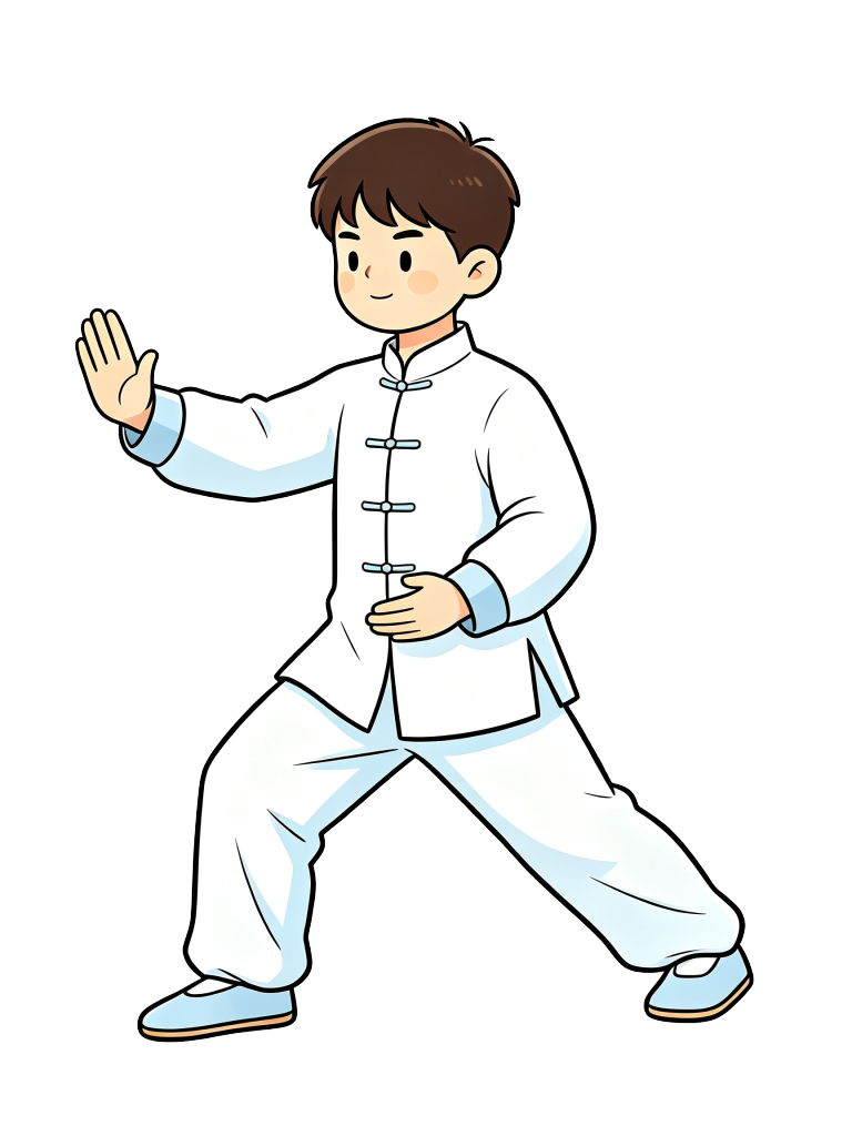 卡通打太极男孩插画