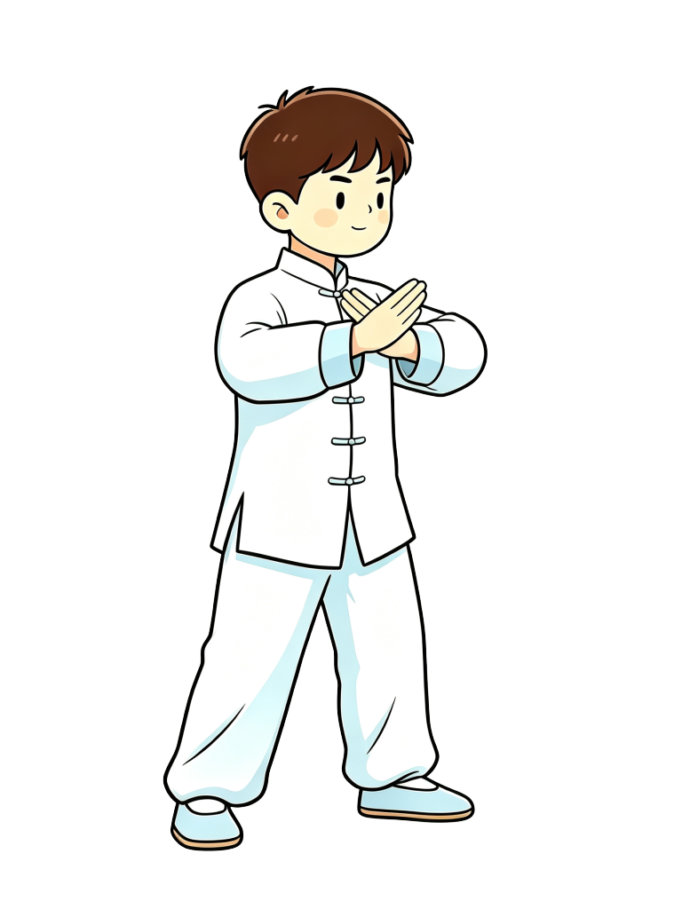 卡通打太极男孩插画