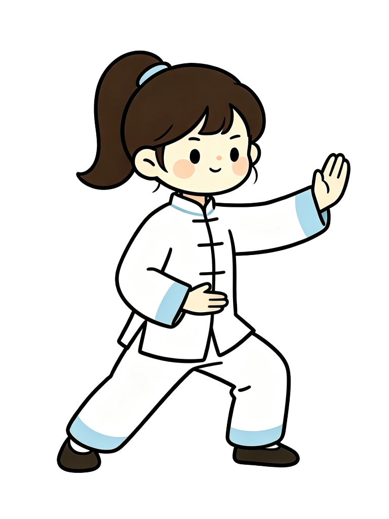 卡通太极女孩插画