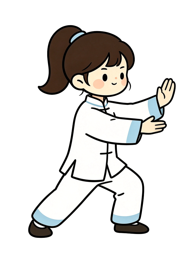 卡通太极女孩插画