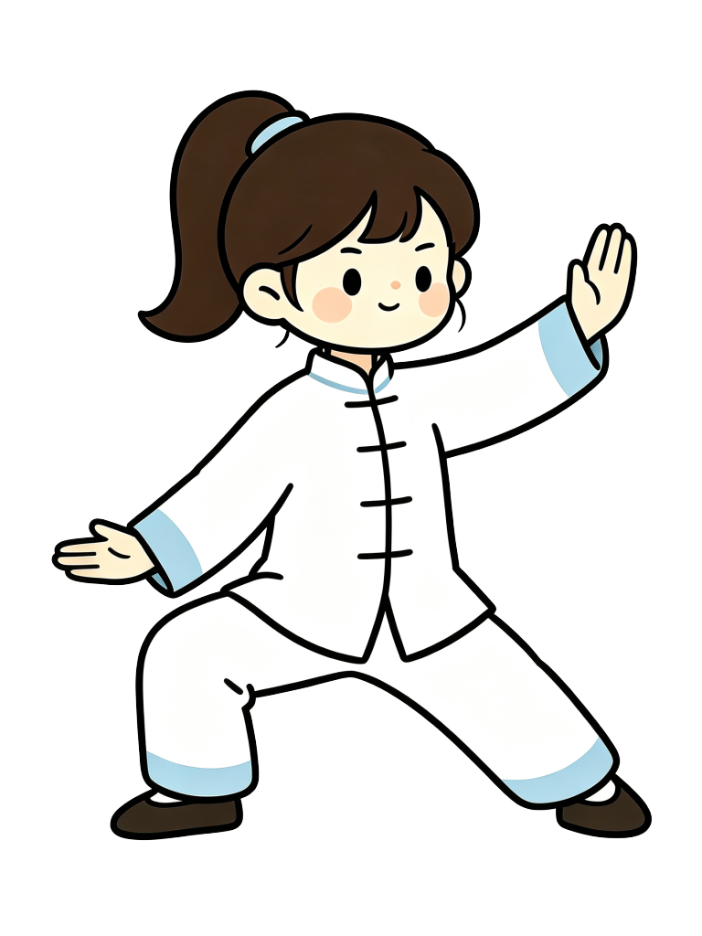 卡通太极女孩插画