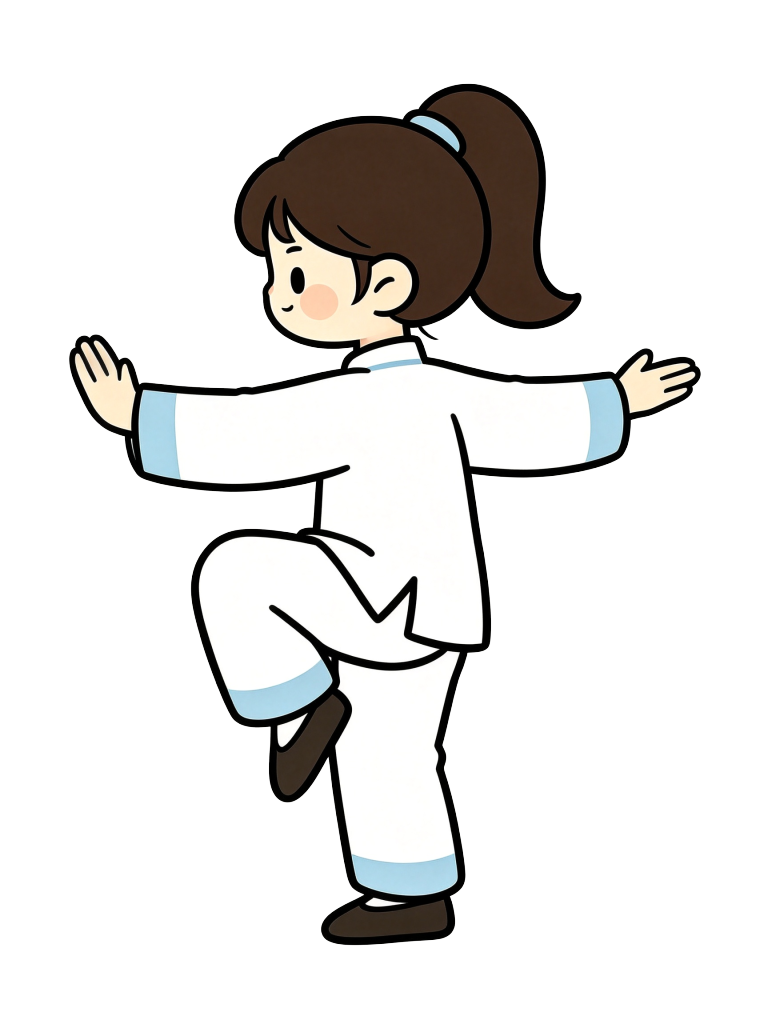 卡通太极女孩插画
