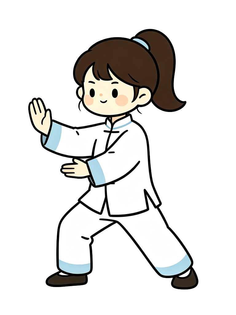 卡通太极女孩插画