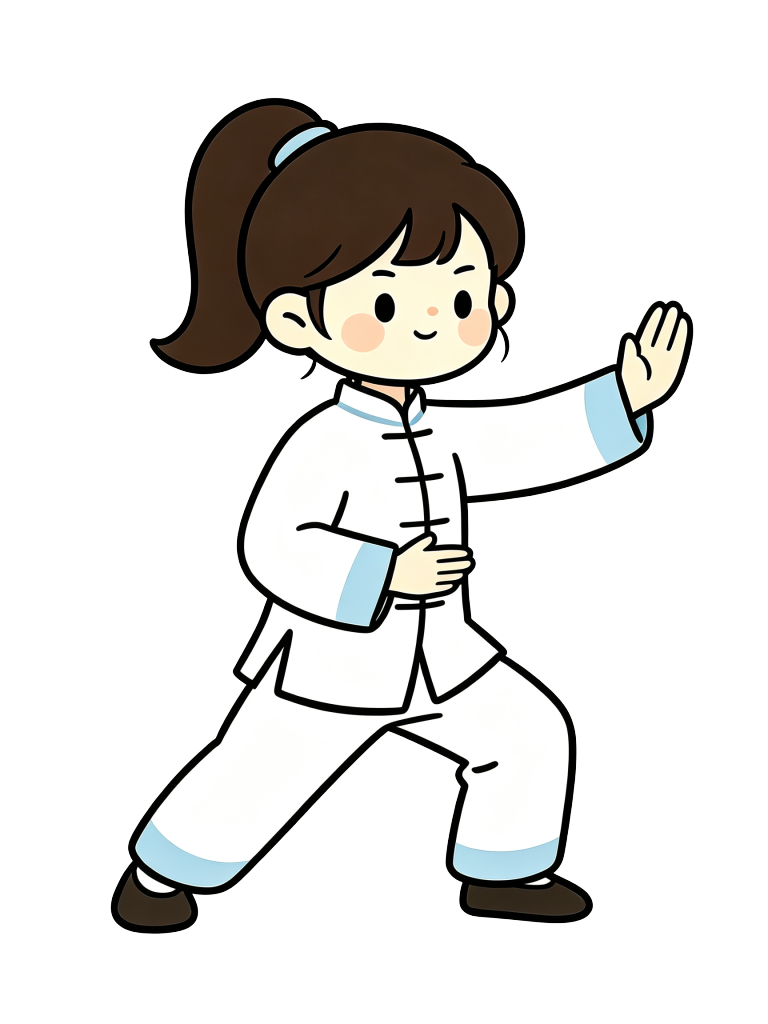 卡通太极女孩插画