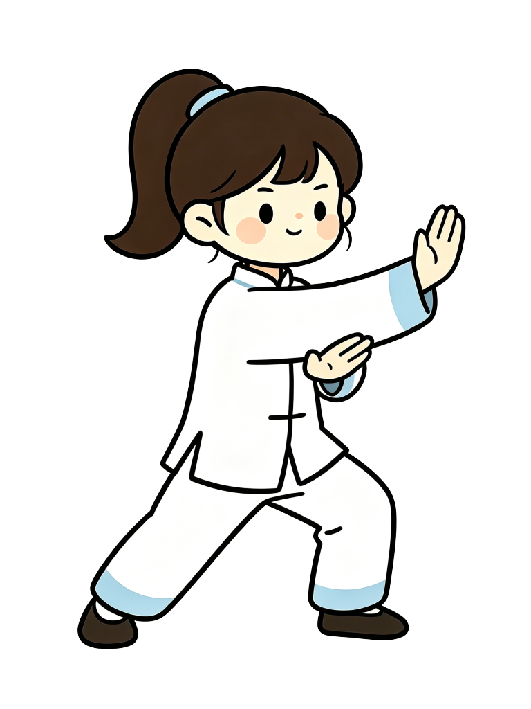 卡通太极女孩插画