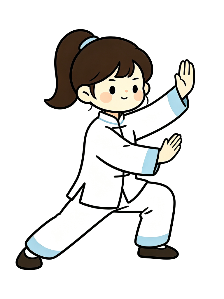 卡通太极女孩插画