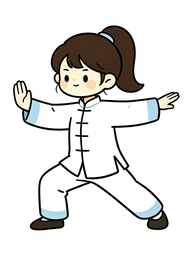 卡通太极女孩插画