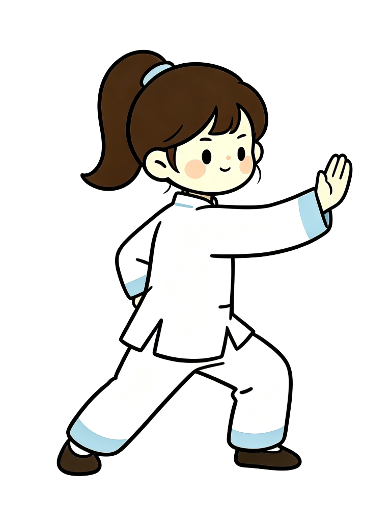 卡通太极女孩插画