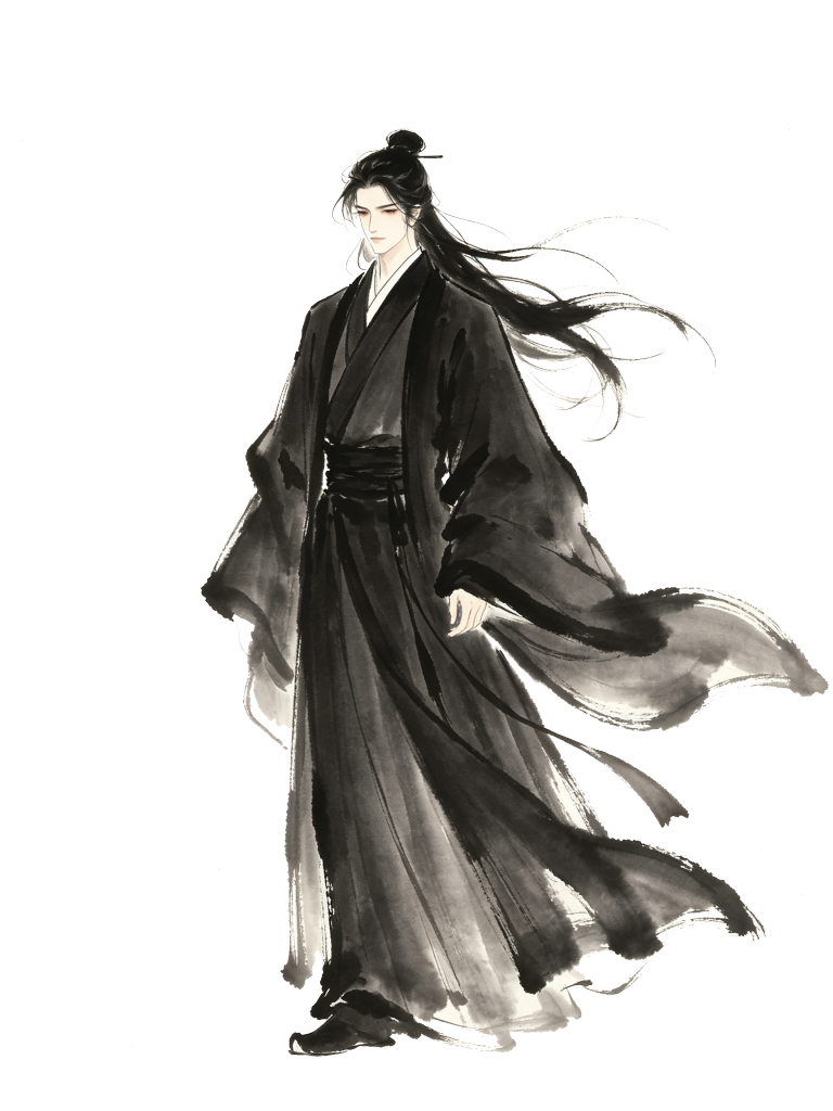 水墨古装古风男性人物插画