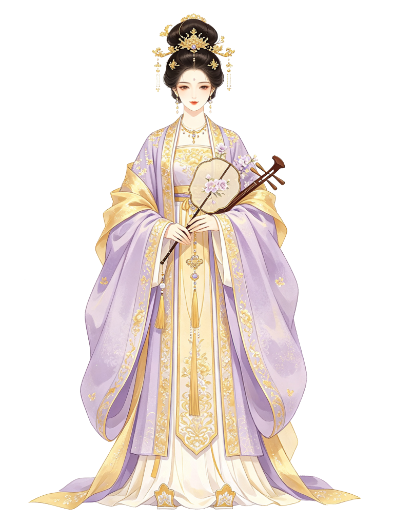 女性古装古风人物妃嫔王妃汉服美女插画