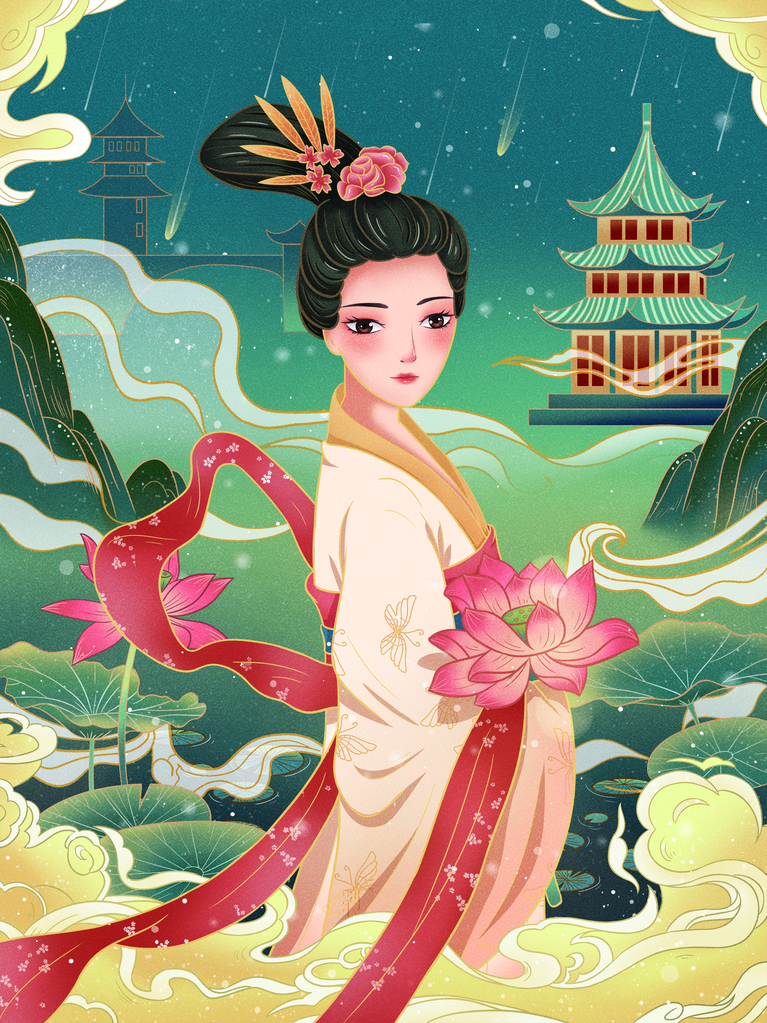 古风美女插画素材
