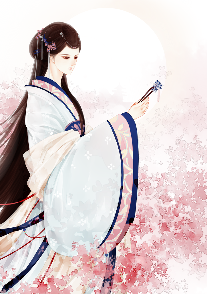 中国风手绘美女插画