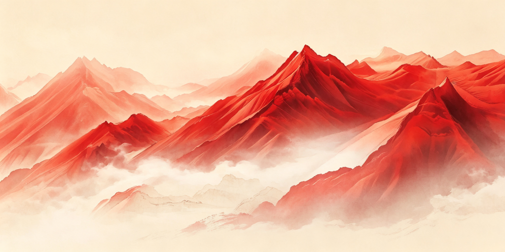 红色大气山脉山峰远山背景