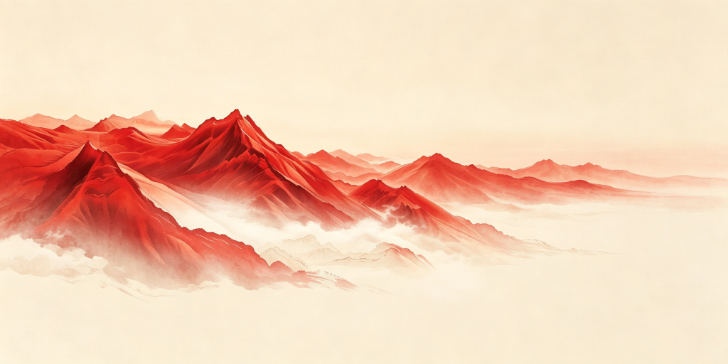 红色大气山脉山峰远山背景