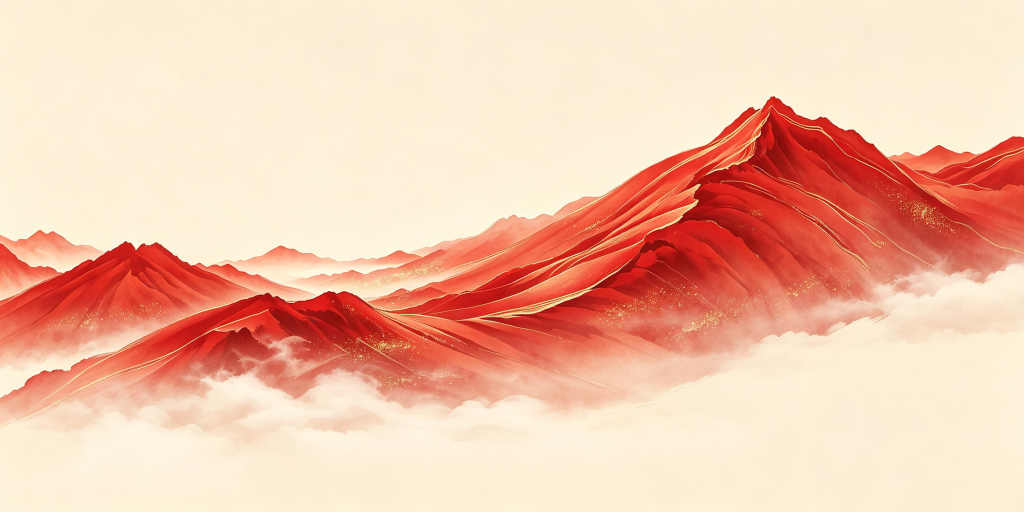 红色大气山脉山峰远山背景