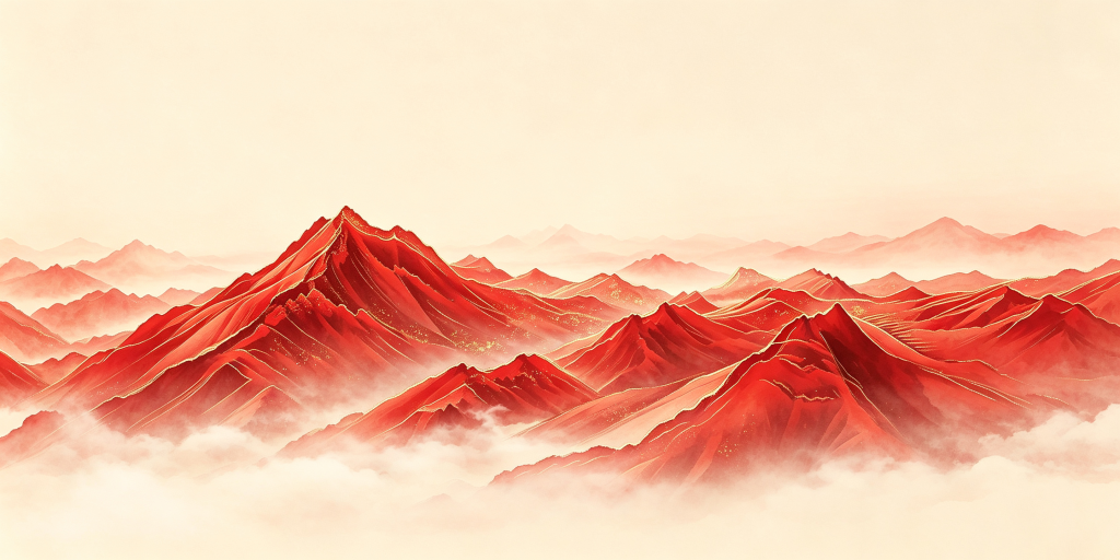红色大气山脉山峰远山背景