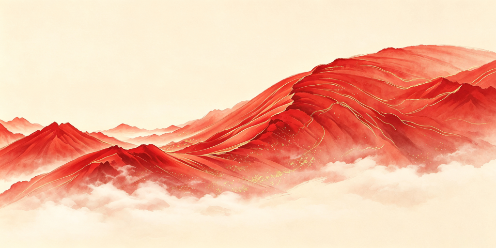 红色大气山脉山峰远山背景
