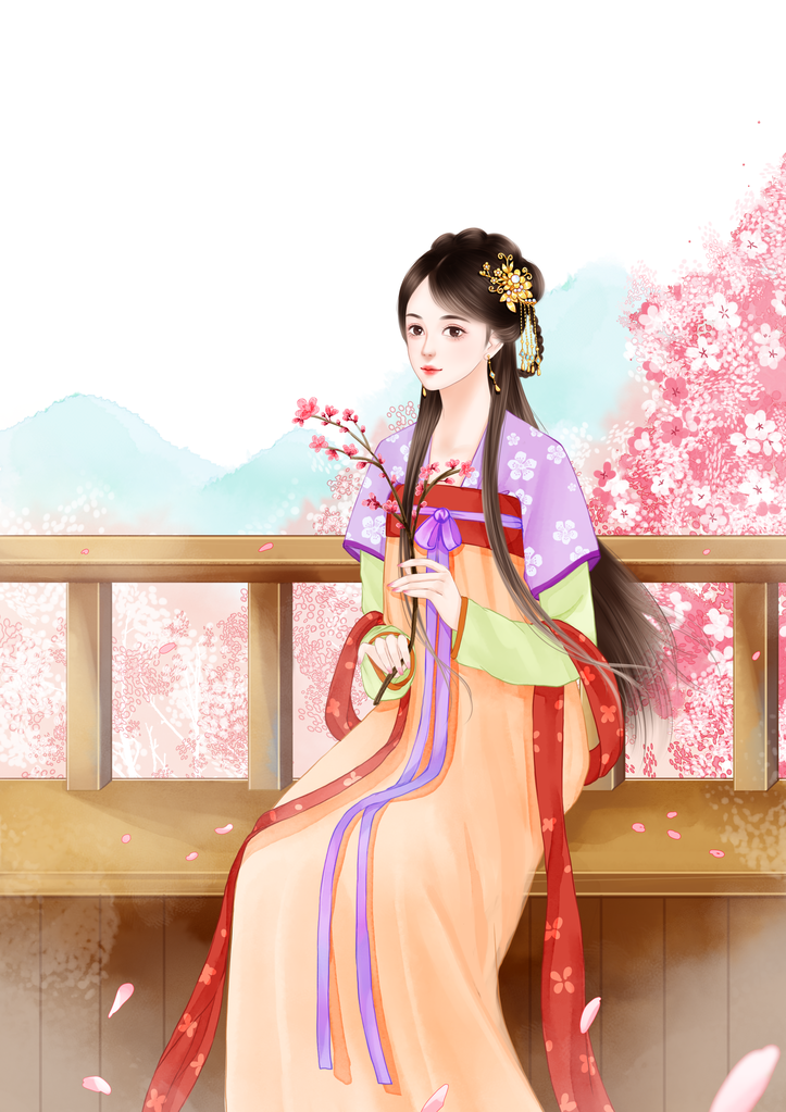 中国风手绘美女插画