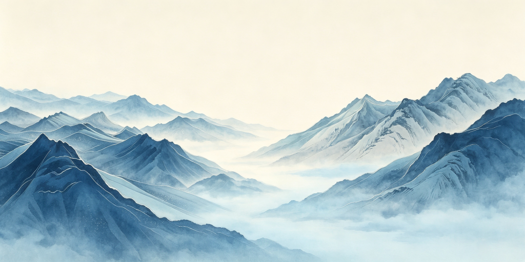 中式蓝色山脉山峰远山背景