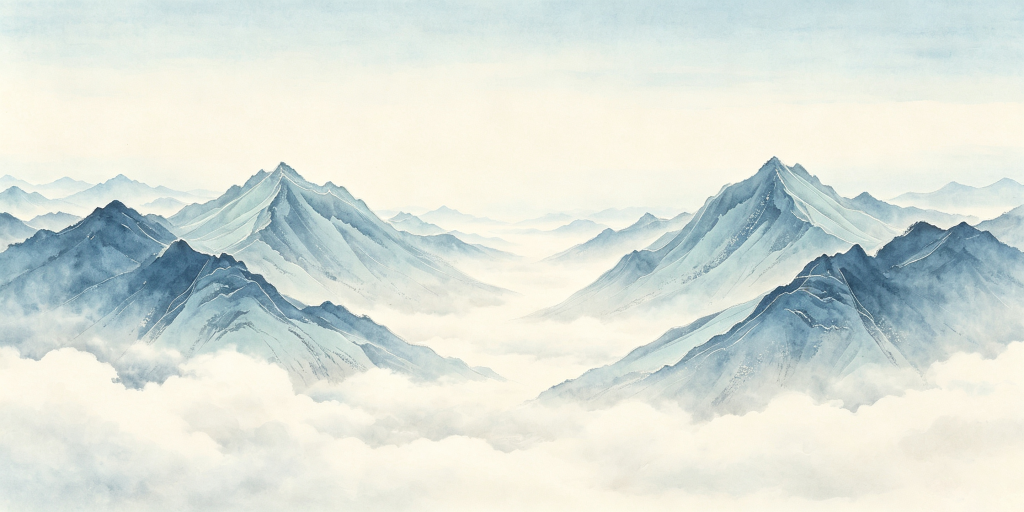 中式蓝色山脉山峰远山背景