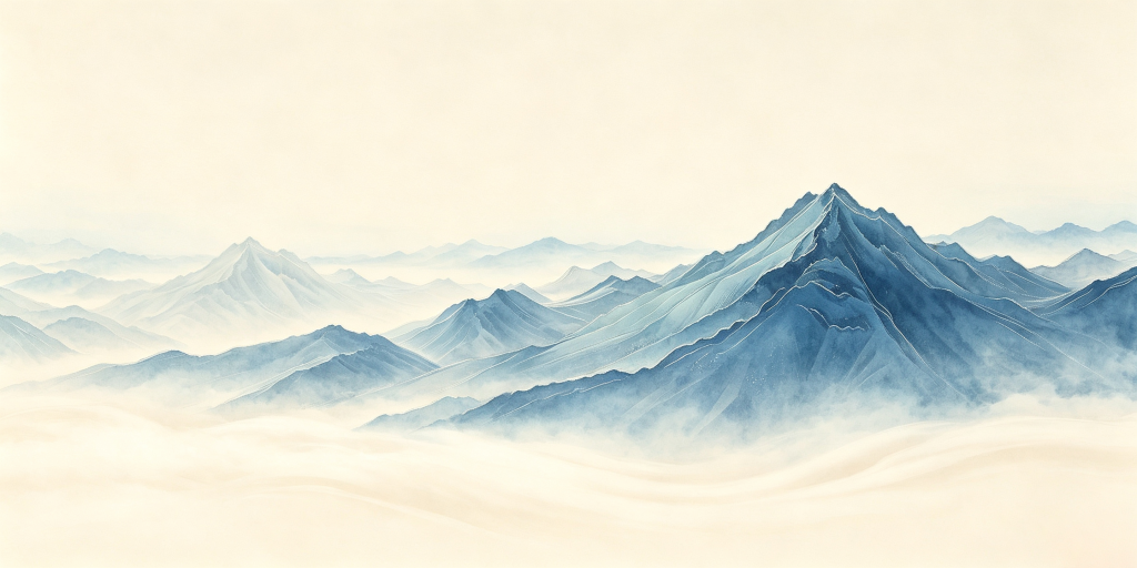 中式蓝色山脉山峰远山背景