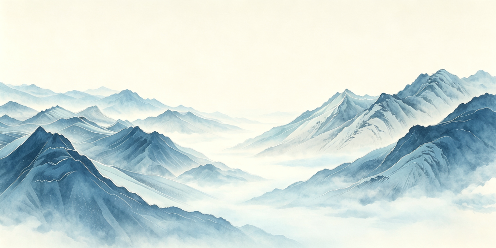 中式蓝色山脉山峰远山背景