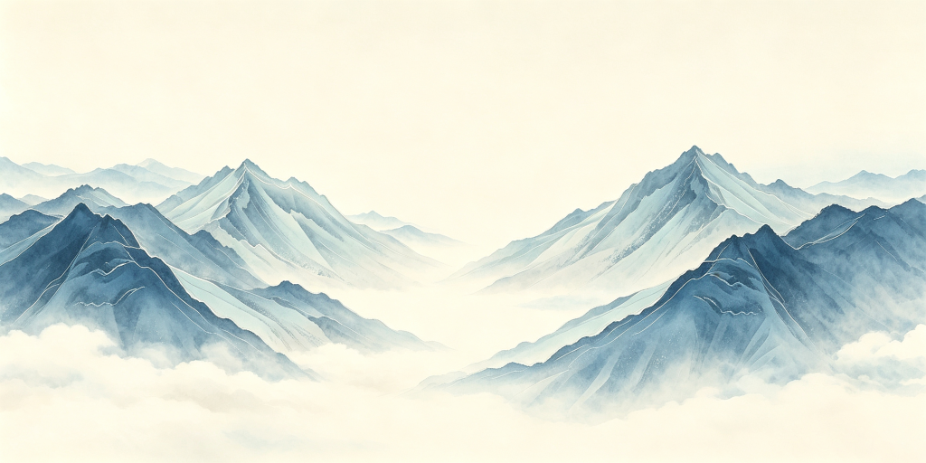 中式蓝色山脉山峰远山背景