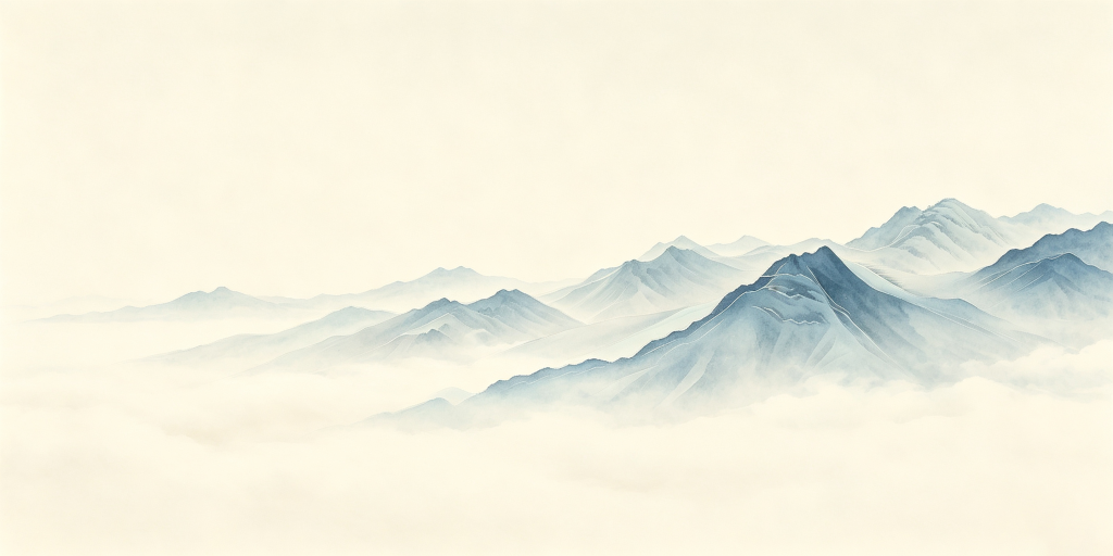 中式蓝色山脉山峰远山背景