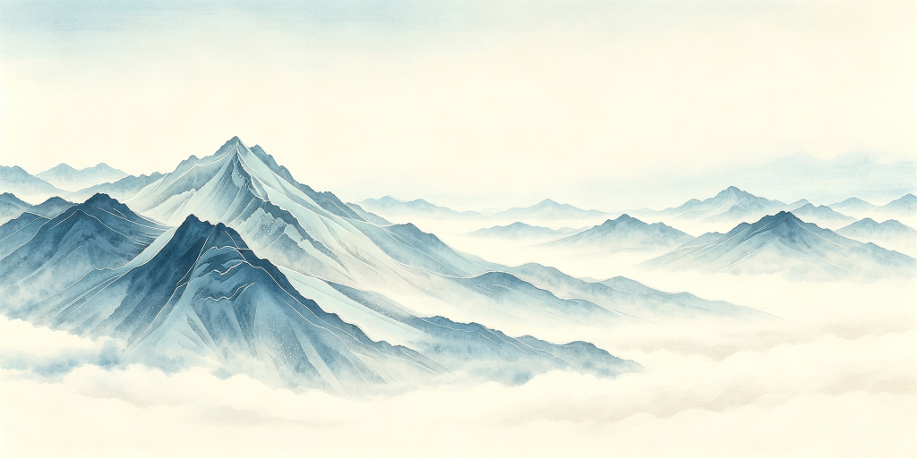 中式蓝色山脉山峰远山背景