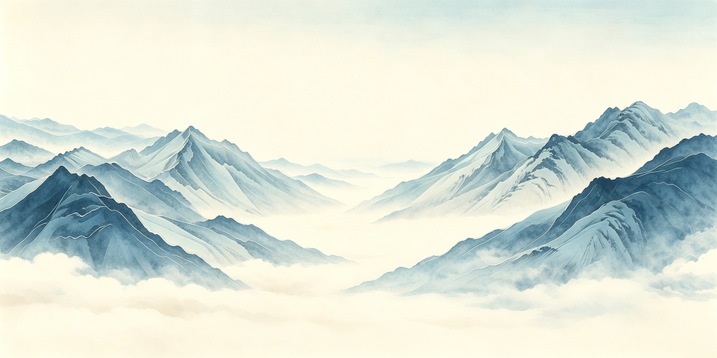 中式蓝色山脉山峰远山背景