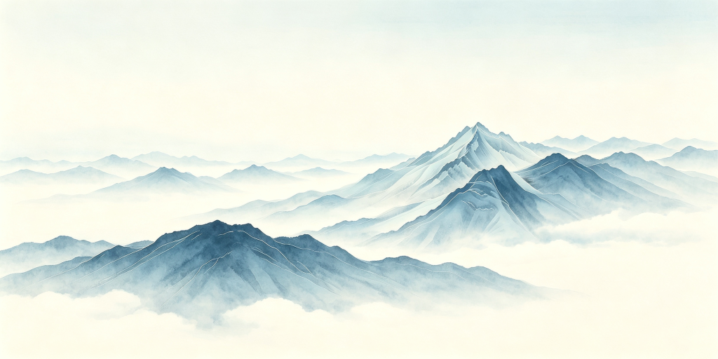 中式蓝色山脉山峰远山背景
