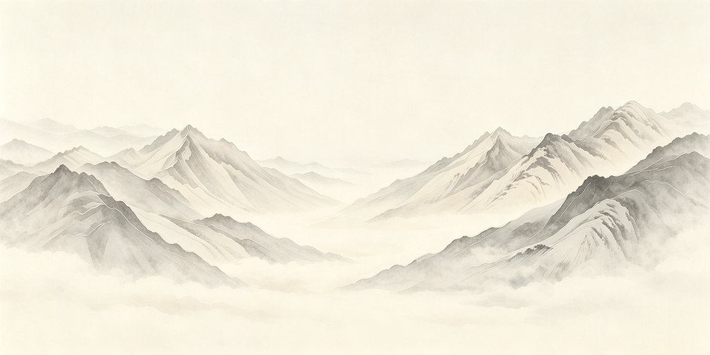 中式高级灰水墨山脉山峰远山背景