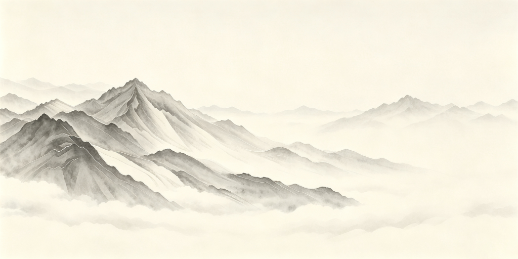 中式高级灰水墨山脉山峰远山背景