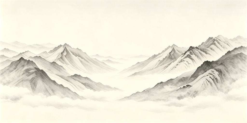 中式高级灰水墨山脉山峰远山背景
